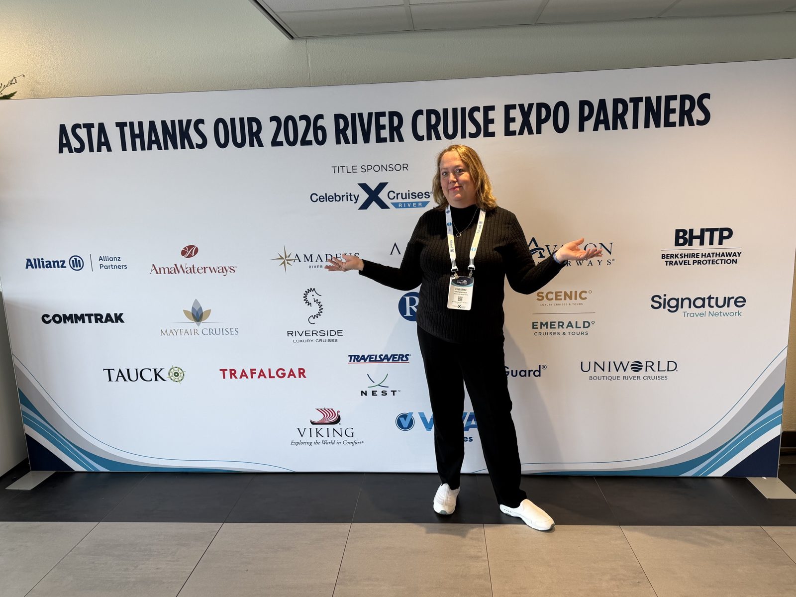 Christine Scheeler at the 2026 ASTA River Cruise Expo partner wall